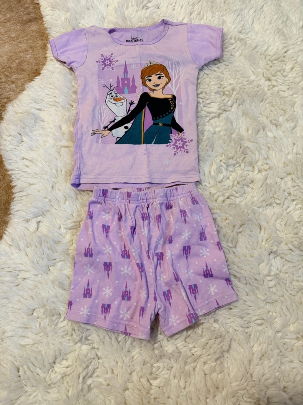 Disney Purple Frozen Anna & Olaf Short Pajama Set
